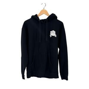The Flower Shop Hooded Sweatshirt Unisex M Black/White Graphic Rose Hoodie LS